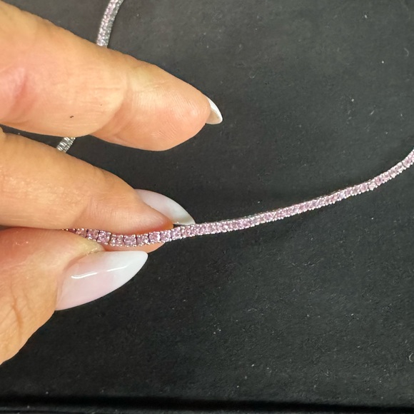 SOLD!! Authentic Natural pink sapphires tennis necklace - Picture 6 of 6